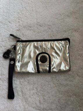 Kipling Silver Metallic Wristlet Clutch